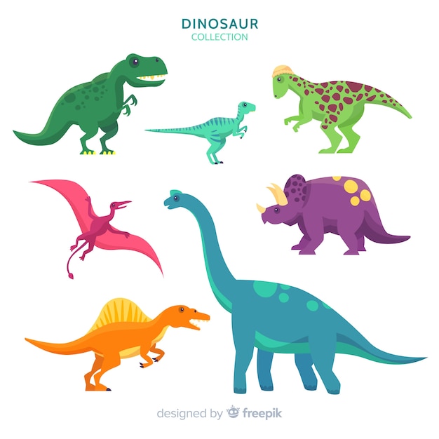 Vector flat dinosaur collection