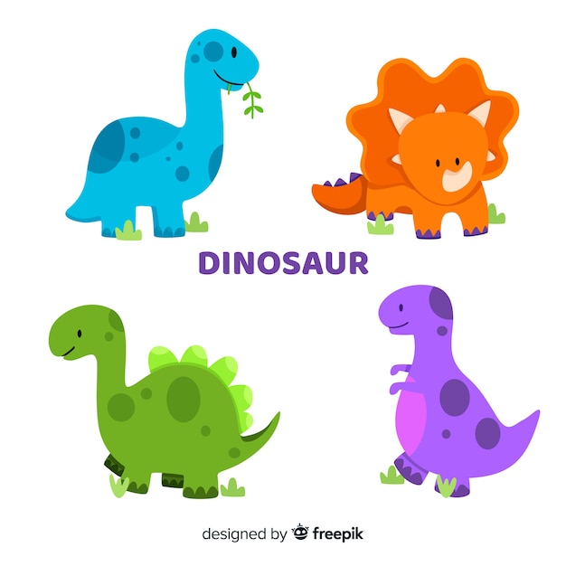 Flat dinosaur collection