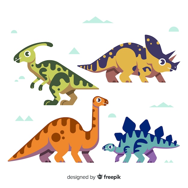 Flat dinosaur collection