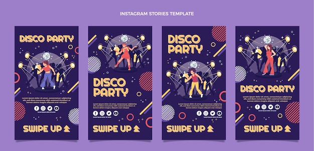 flat disco party instagram stories collection
