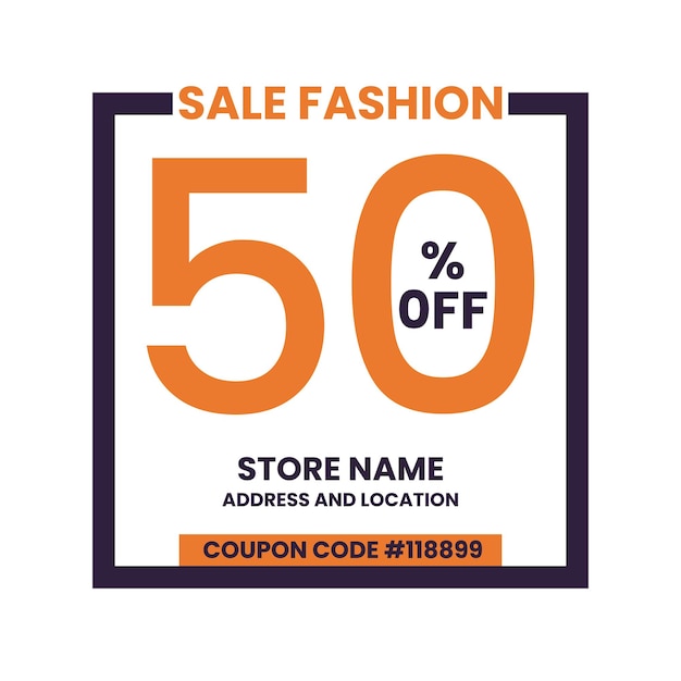 flat discount badge with store name and coupon code