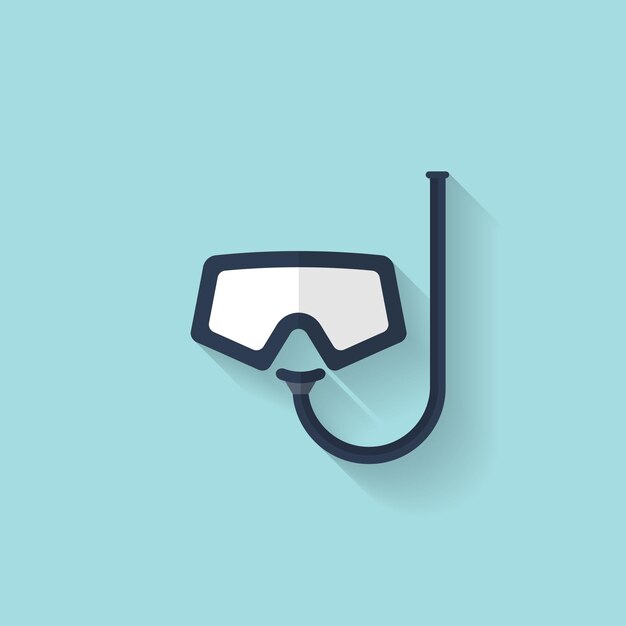 Vector flat diving mask and tube web icon