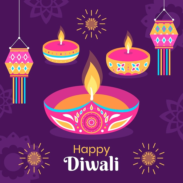 flat diwali festival illustration