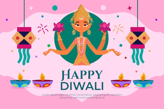 Flat diwali festival illustration