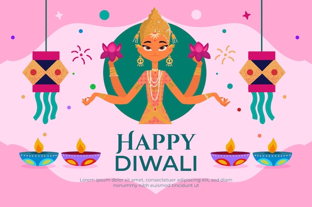 Vector flat diwali festival illustration