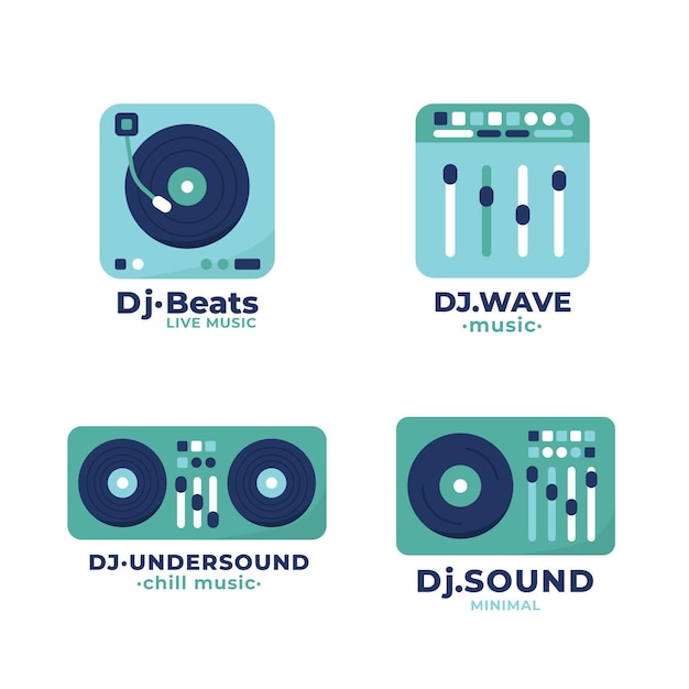 Flat dj logo collection