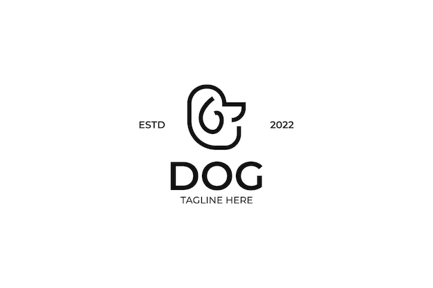 Idea dell'illustrazione dell'icona di vettore del disegno del logo del cane piatto