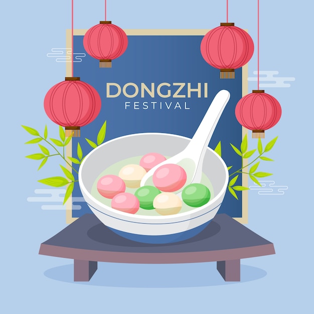 벡터 플랫 dongzhi 축제 그림