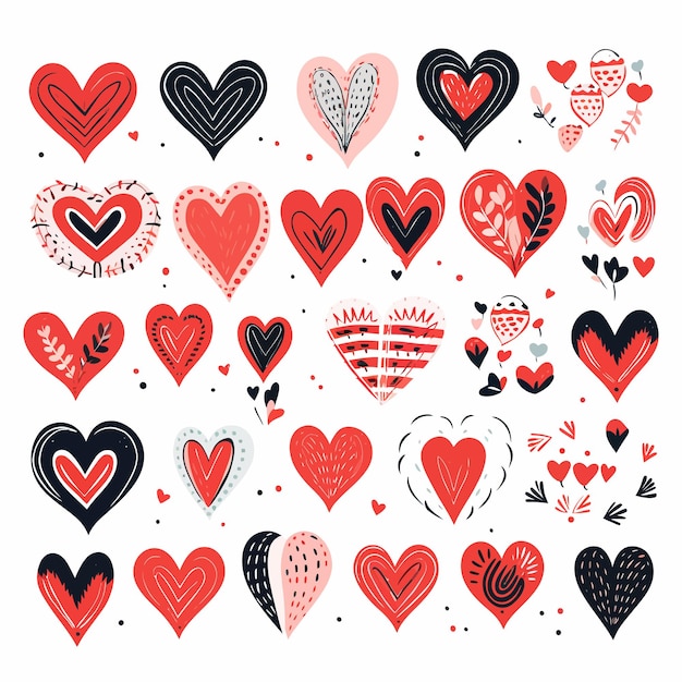 벡터 flat_doodle_and_sketch_red_heart_shape_icon
