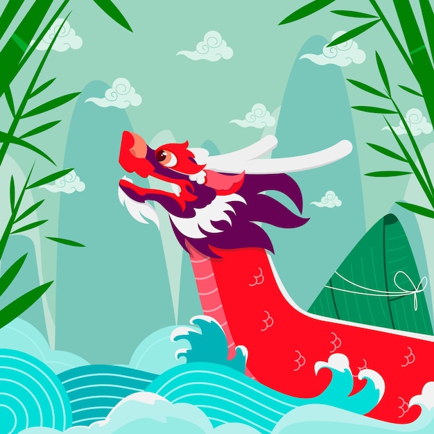 Vector flat dragon boat illustration