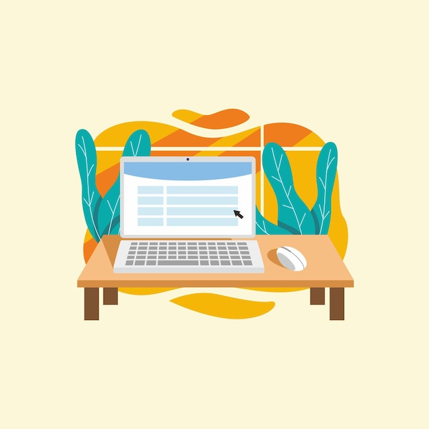 Flat drawing laptop background illustration design