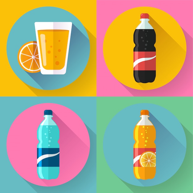 Vector flat drink-pictogrammen voor web en applicaties