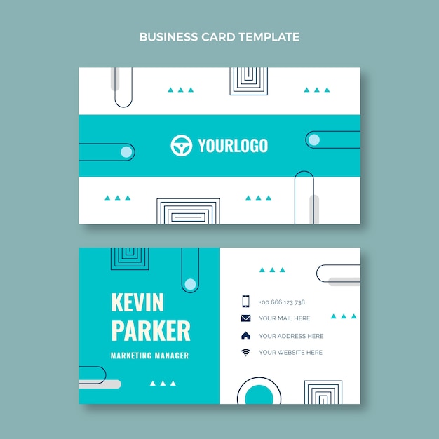 Flat driving school horizontal business card template