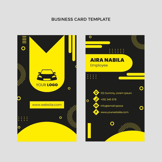 Flat driving school vertical business card template