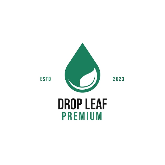 Flat drop leaf sprout logo design vector illustration