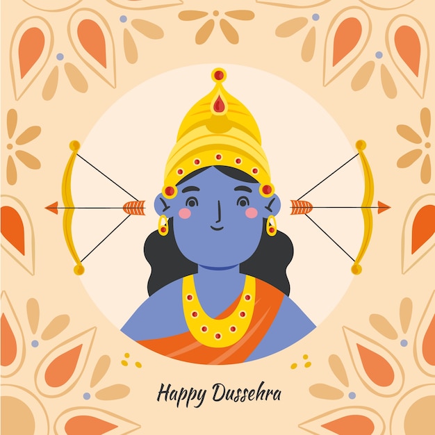 Flat dussehra illustration