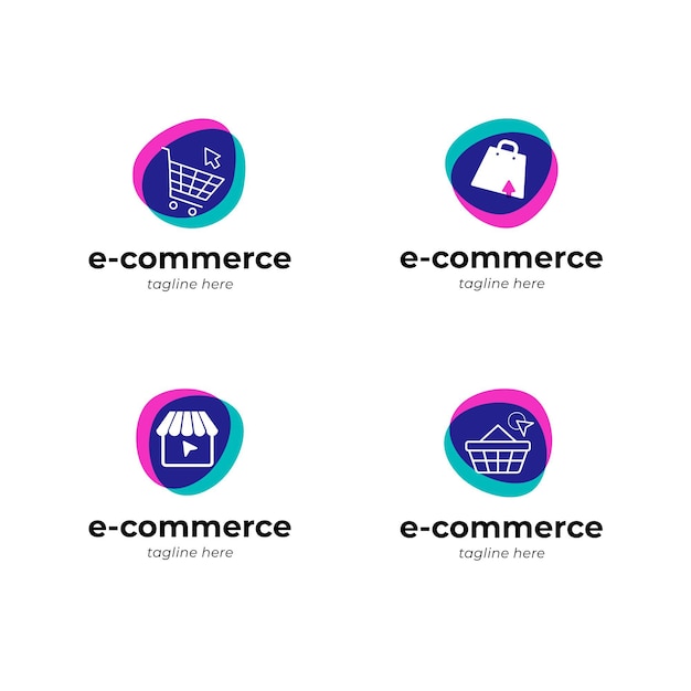 Collezione di logo e-commerce piatto