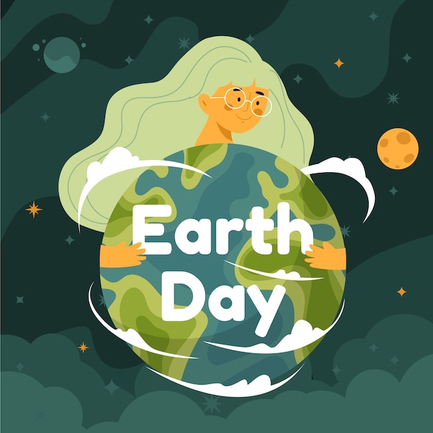 Vector flat earth day illustration