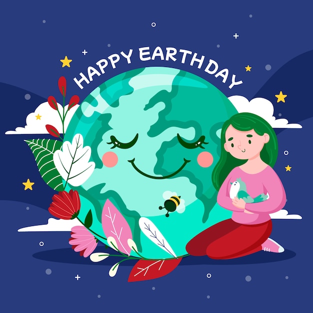 Flat earth day illustration