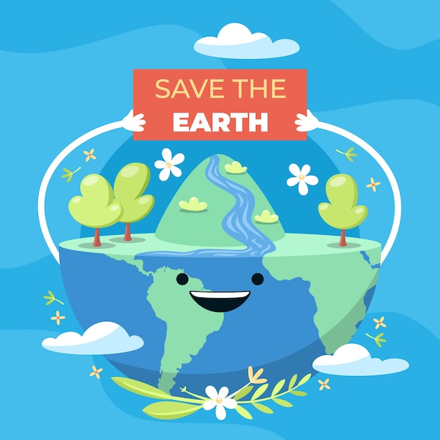 Vector flat earth day illustration