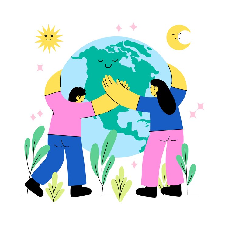 Vector flat earth day illustration