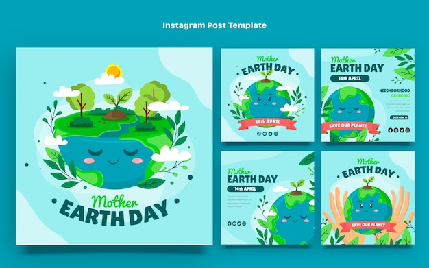 Collezione di post instagram per la giornata della terra piatta