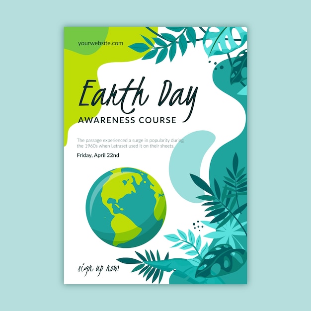 Flat earth day vertical poster template