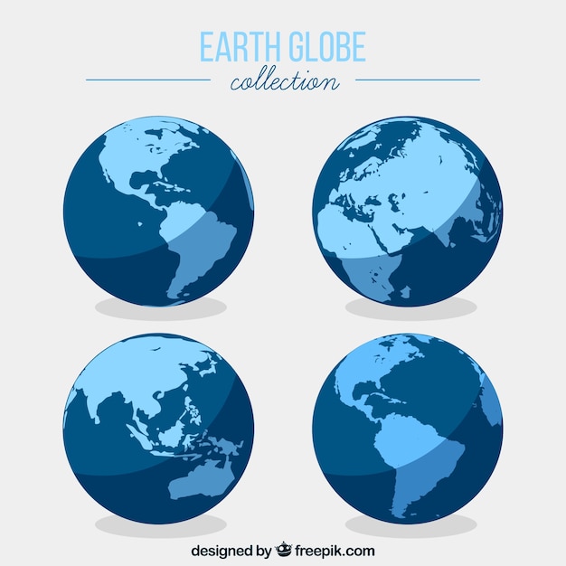 Vector flat earth globe collection