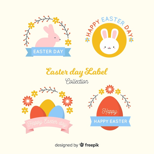 Vector flat easter badge collection