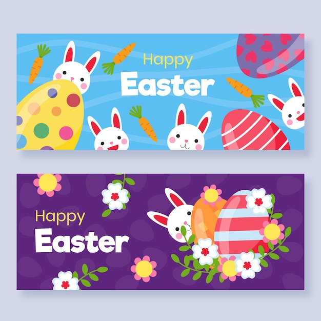 Flat easter banner set