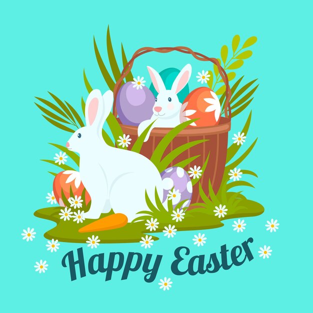 Vector flat easter celebration illustration