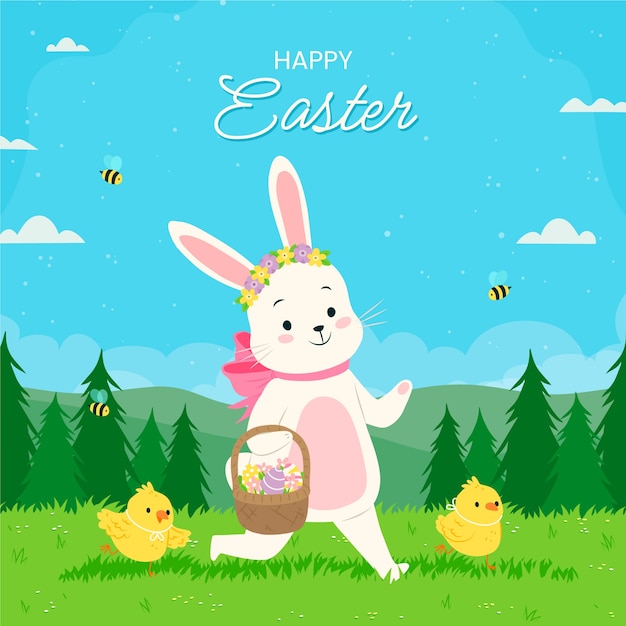 Vector flat easter celebration illustration