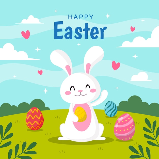 Vector flat easter celebration illustration