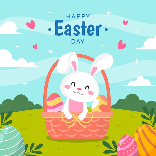 Vector flat easter celebration illustration