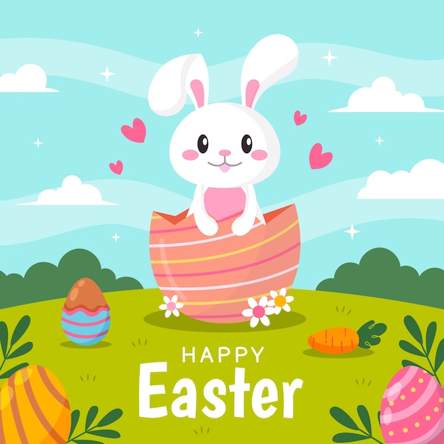 Vector flat easter celebration illustration