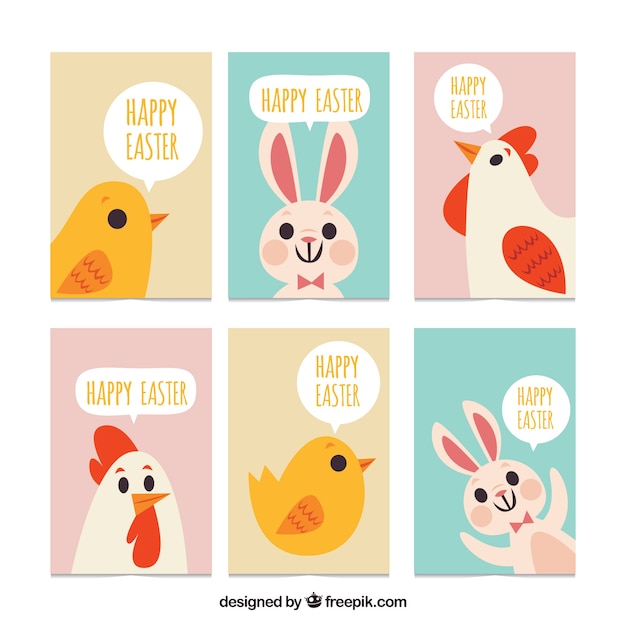 Flat easter day card collection