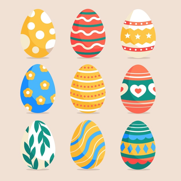 Flat easter egg collection