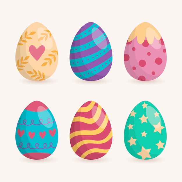 Vector flat easter egg collection