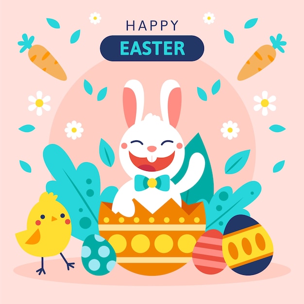 Flat easter illustration