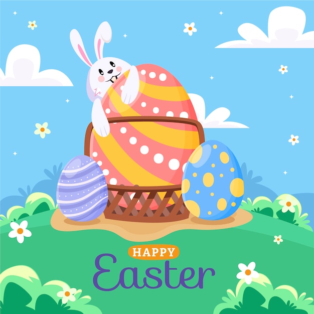 Vector flat easter illustration