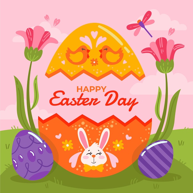 Flat easter illustration