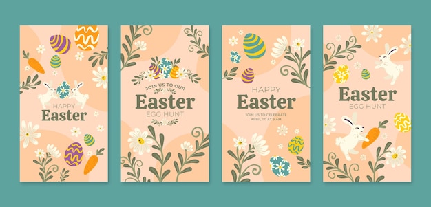Flat easter instagram stories collection
