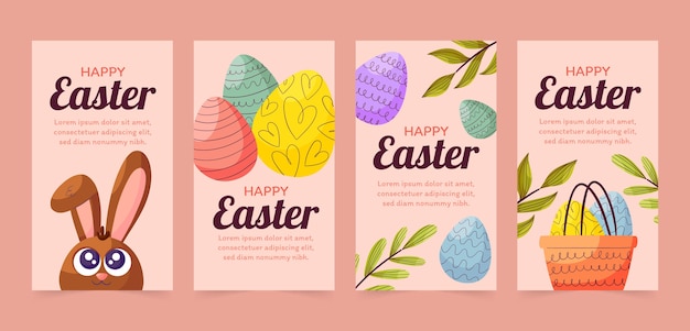 Flat easter instagram stories collection