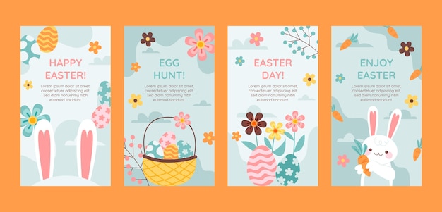 Flat easter instagram stories collection