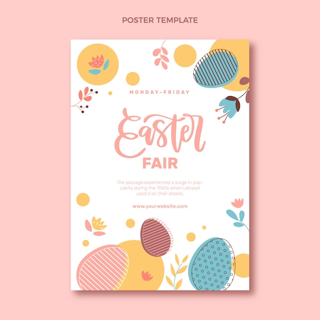 Vector flat easter vertical poster template