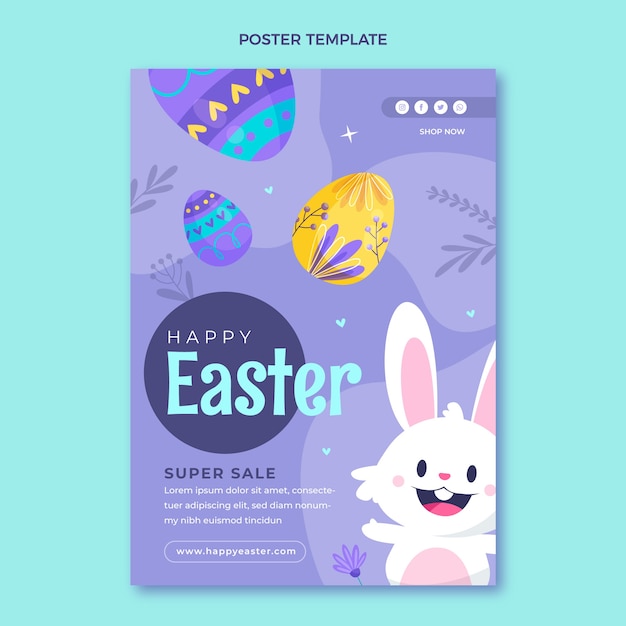 Flat easter vertical poster template