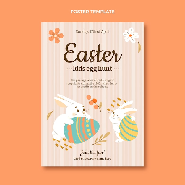 Flat easter vertical poster template