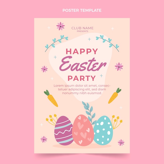 Vector flat easter vertical poster template