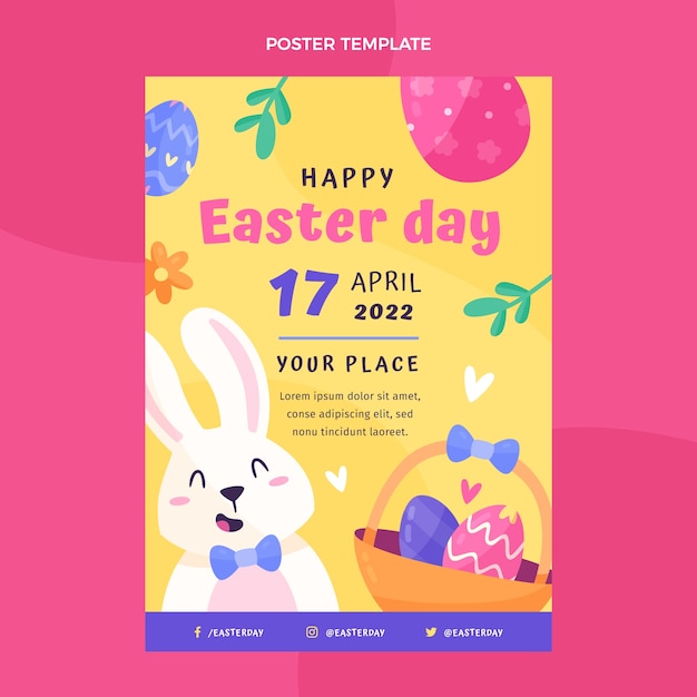 Flat easter vertical poster template