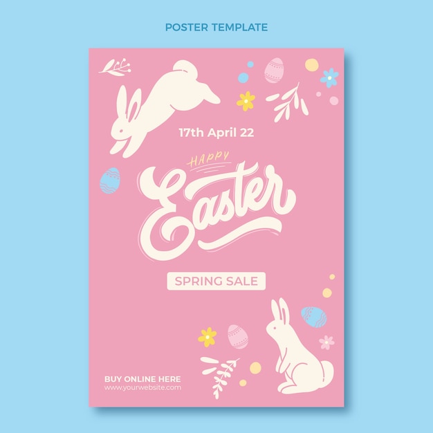 Flat easter vertical poster template